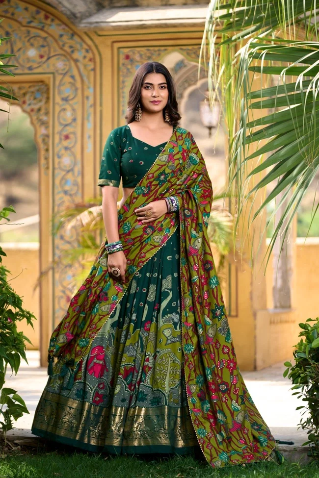 Lekha Yf 1219 Tussar Silk Kalamkari Printed Designer Lehenga Collection