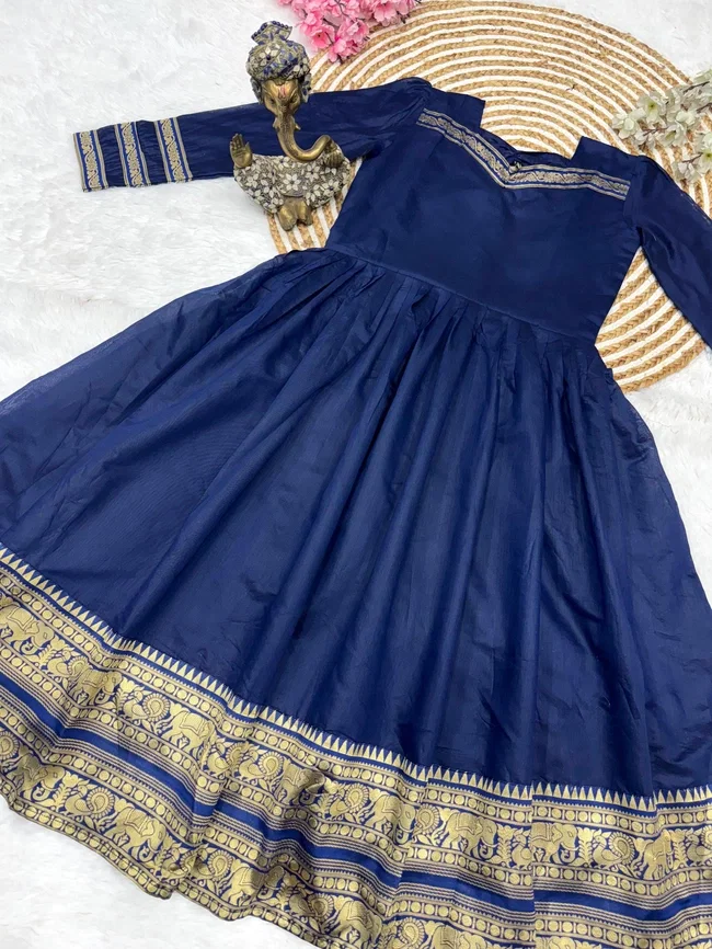 Lekha Aais JC313 BlueBerry Silk Cotton Maxi Gown