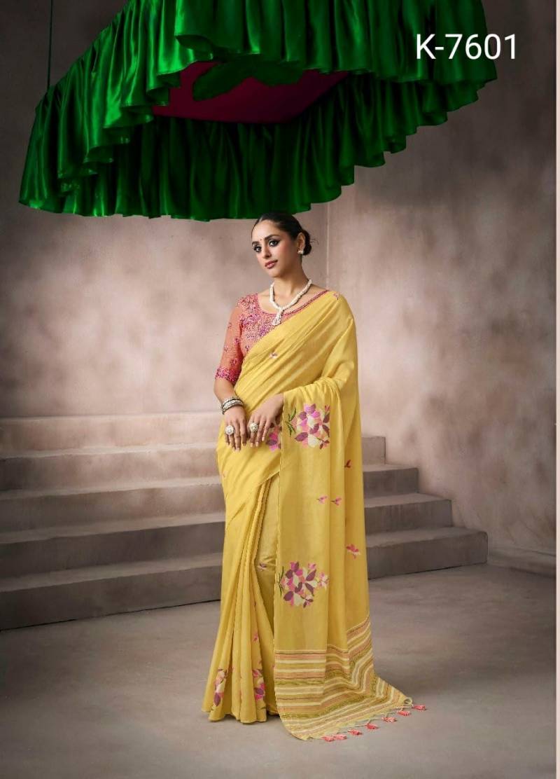 Kira Kora Silk Viscose Cotton Beautiful Fancy Worked Saree Collection