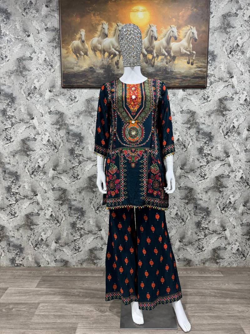 Om 117 Crepe Printed Fancy Kurti with Bottom Collection