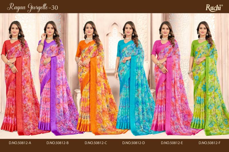 Ruchi Ragaa Georgette 30 Printed Casual Wear Saree Collection
