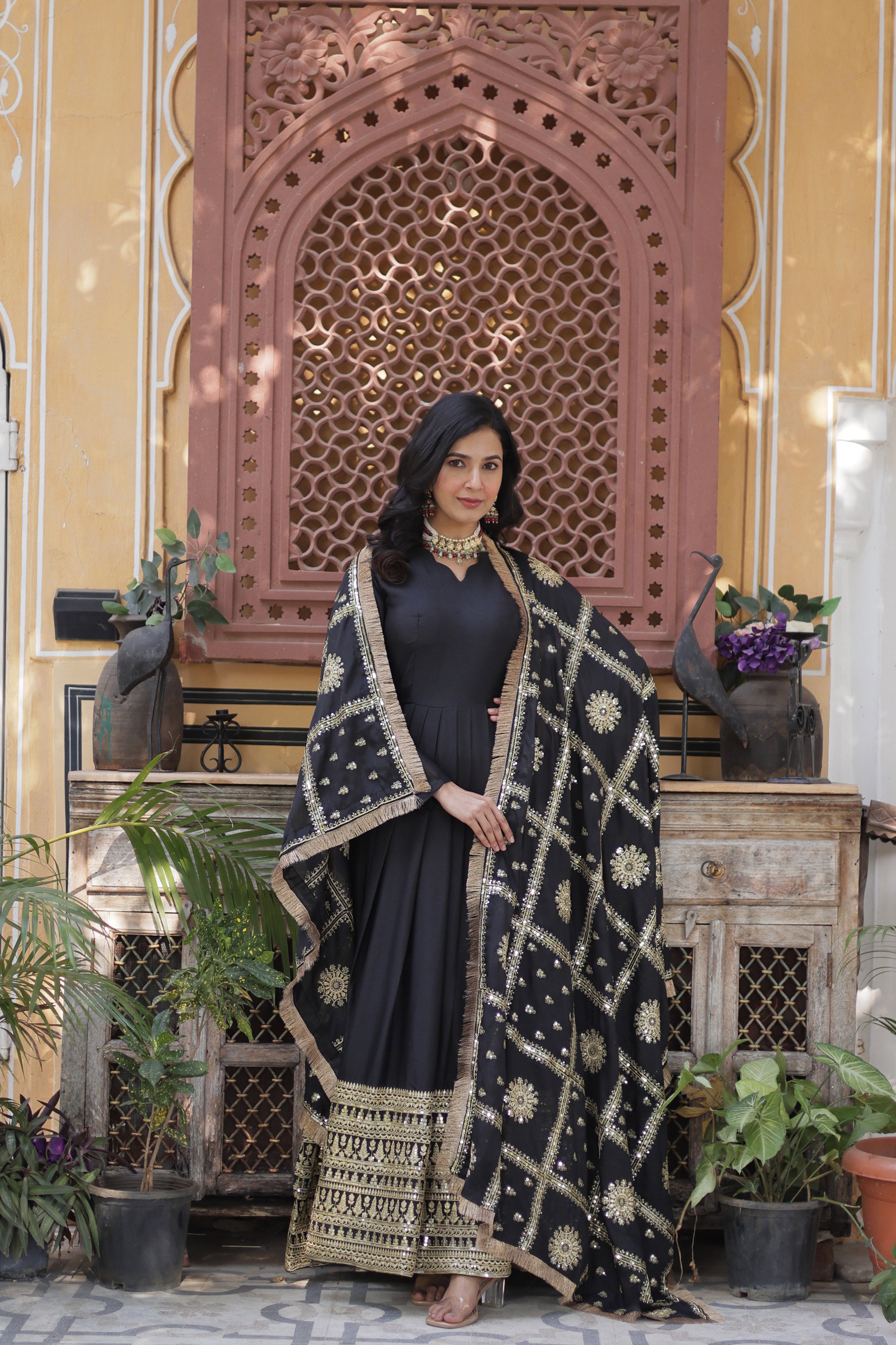 Lekha KA 1139 Georgette Embroidery Zari Sequins Gown With Dupatta