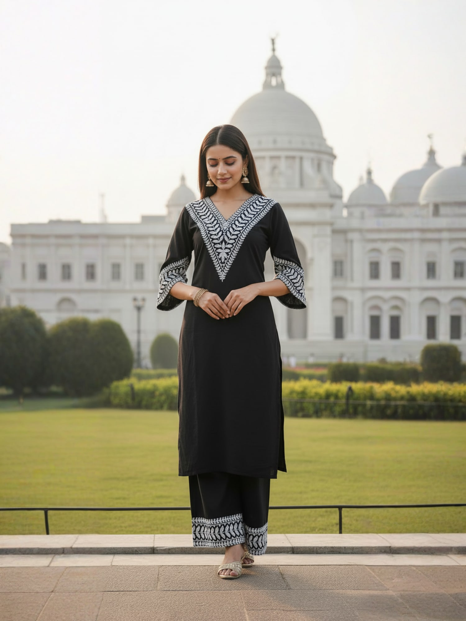 Navya Kurti 163 Casual Wear Kachhi Worked Georgette Kurti with Bottom 