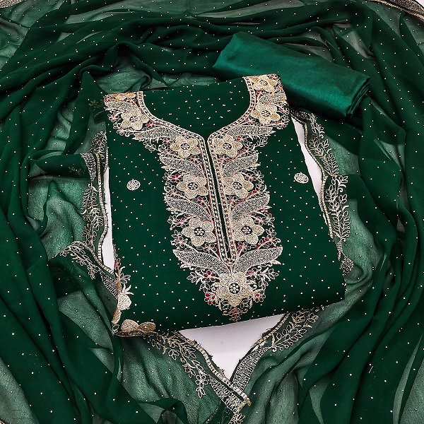 Navya Suit 164 Party Wear Unstitched Embroidery Worked Georgette top with Bottom and Dupatta Suit