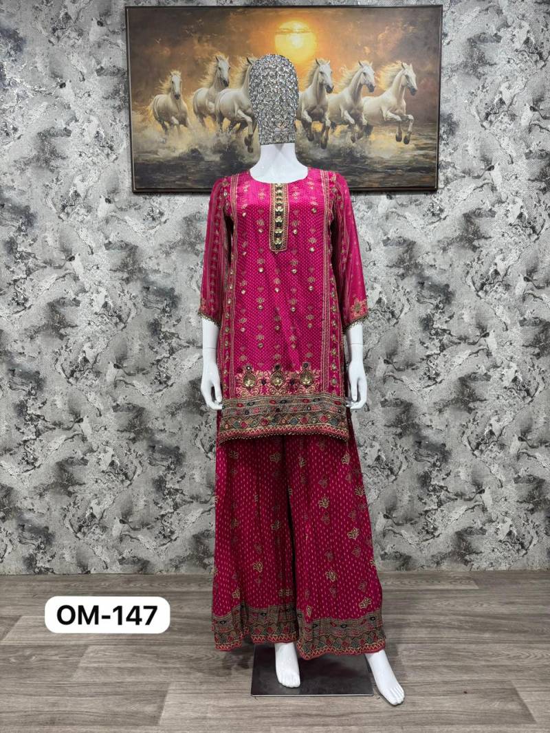 Om 147 Crepe Printed Beautiful Top With Bottom Dupatta