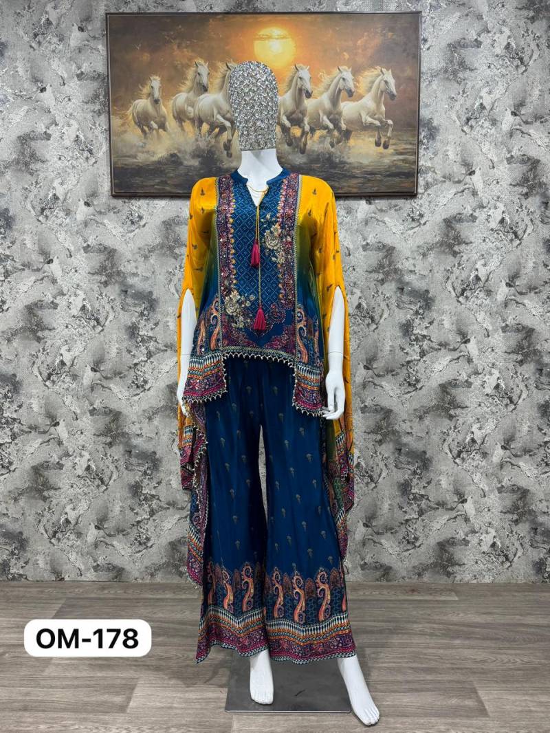 Om 178 Beautiful Pure Crepe Printed Designer Co Ord Set