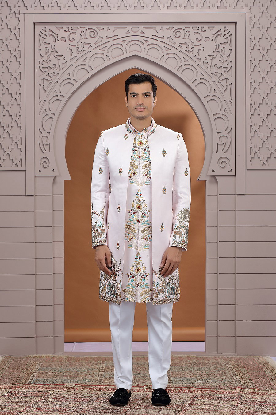Sumi 4041 To 4047 Series Art Silk Embroidery Indo Western Style Mens Wear