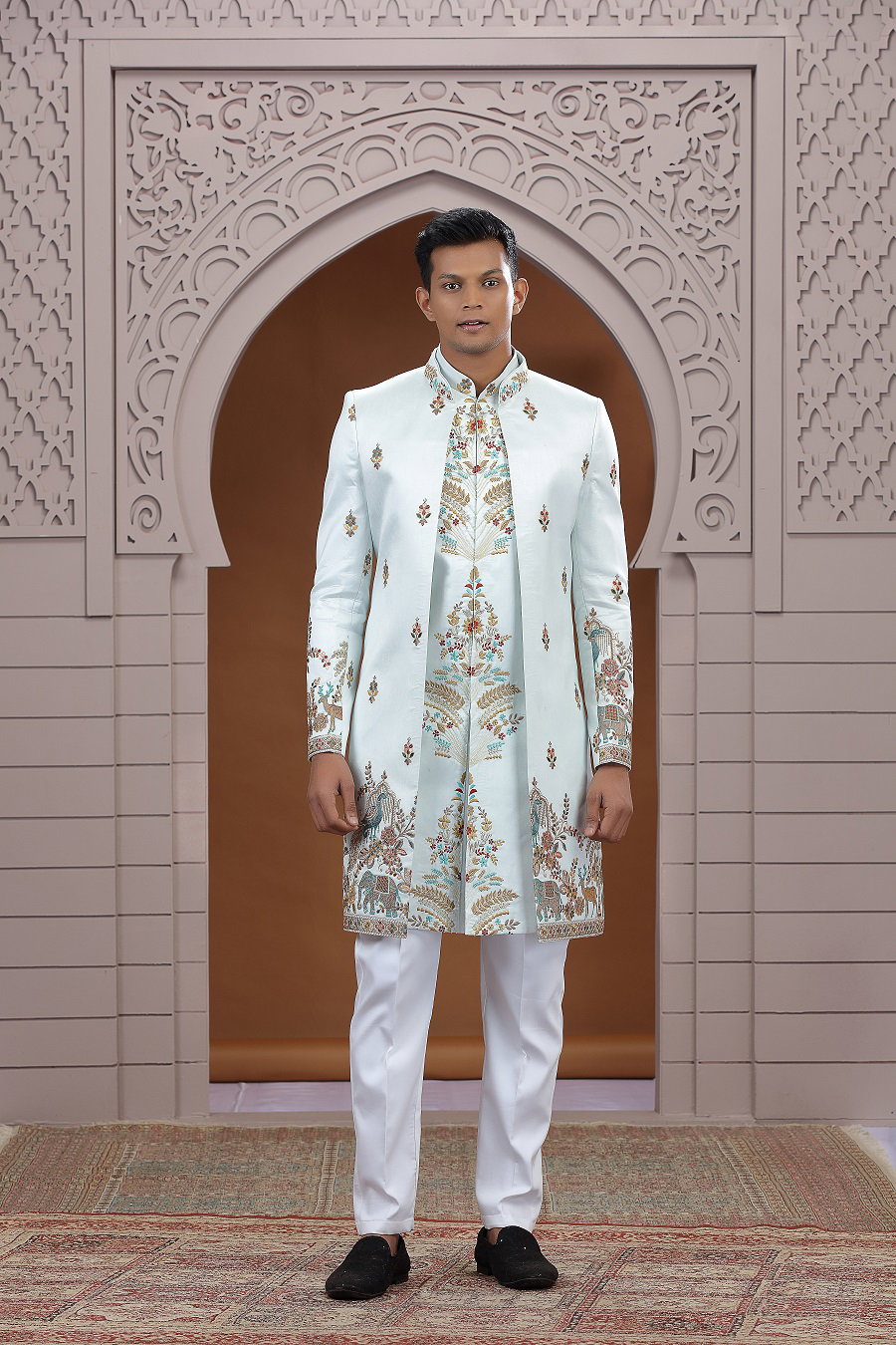 Sumi 4041 To 4047 Series Art Silk Embroidery Indo Western Style Mens Wear
