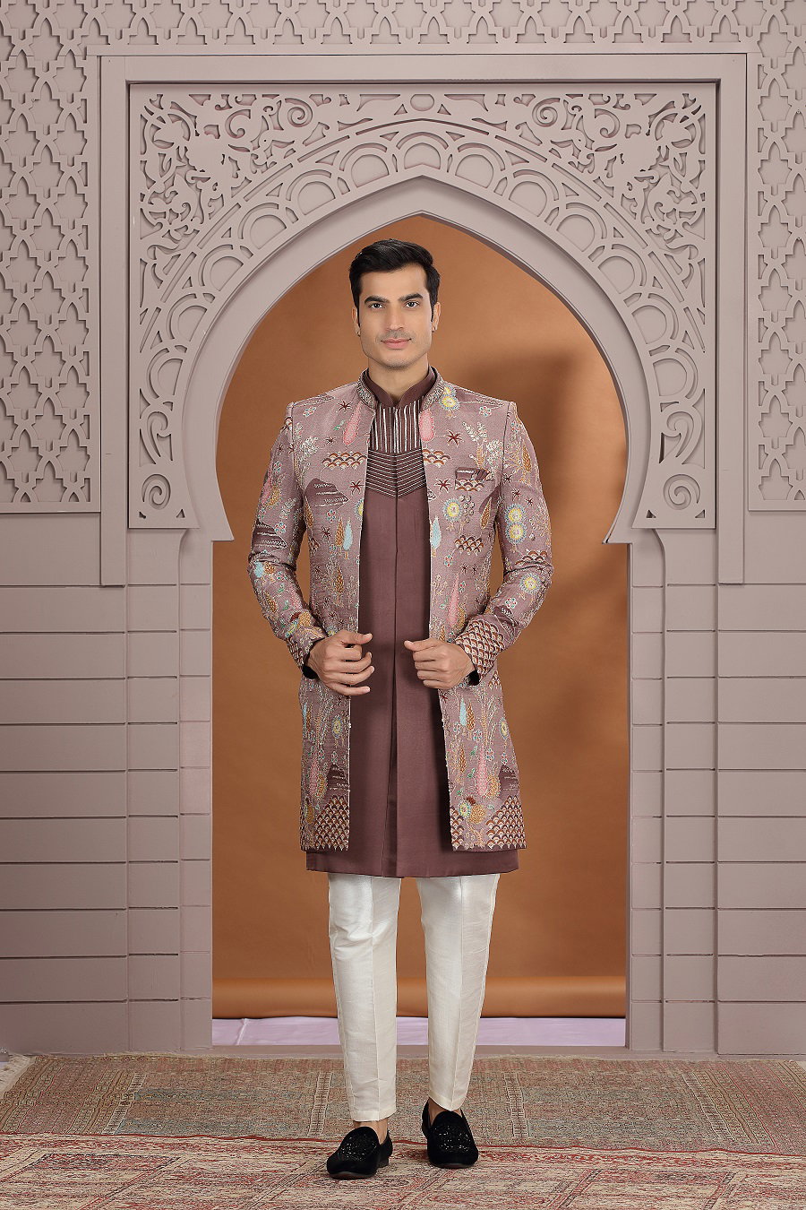 Sumi 4041 To 4047 Series Art Silk Embroidery Indo Western Style Mens Wear