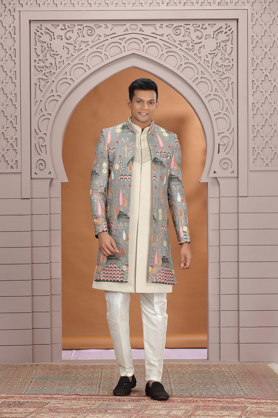 Sumi 4041 To 4047 Series Art Silk Embroidery Indo Western Style Mens Wear