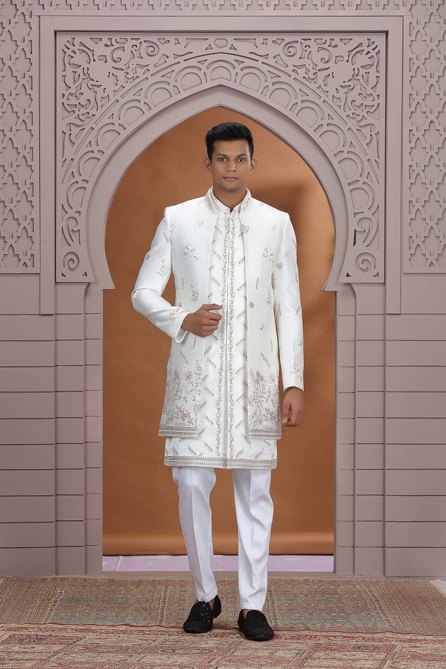Sumi 4041 To 4047 Series Art Silk Embroidery Indo Western Style Mens Wear