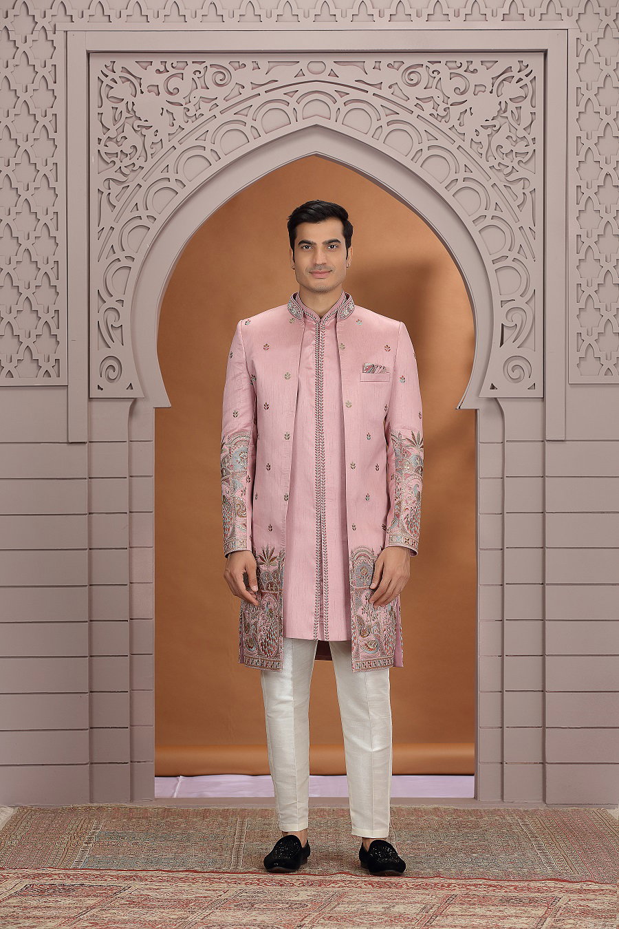 Sumi 4041 To 4047 Series Art Silk Embroidery Indo Western Style Mens Wear