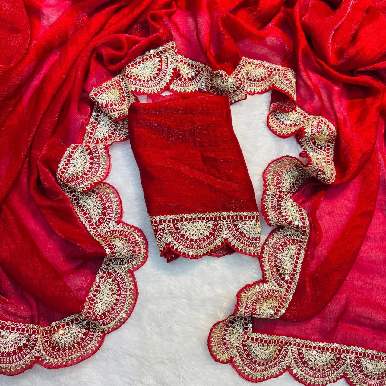 Lekha Rivera RT1143 NC Chiffon Silk Embroidery Sequins Work Saree