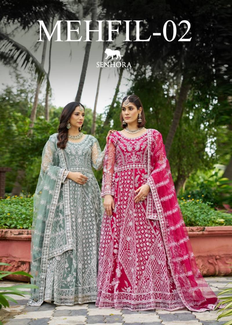 Senhora Mehfil 02 Pure Butterfly Net Designer Anarkali Gown Collection