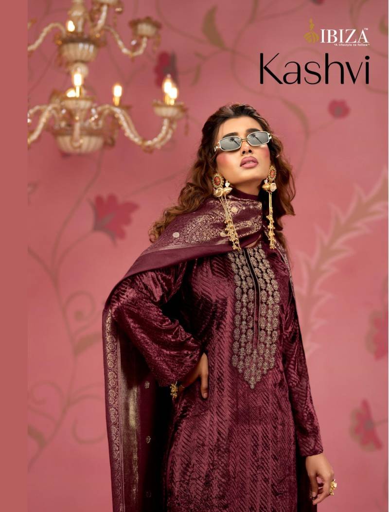 Ibiza Kashvi Velvet Embroidery Work Designer Salwar Kameez