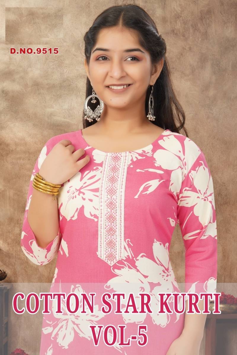 Cotton Star Kurti Vol 5 Rayon Printed Kurti Causal Wear Kurti Collection