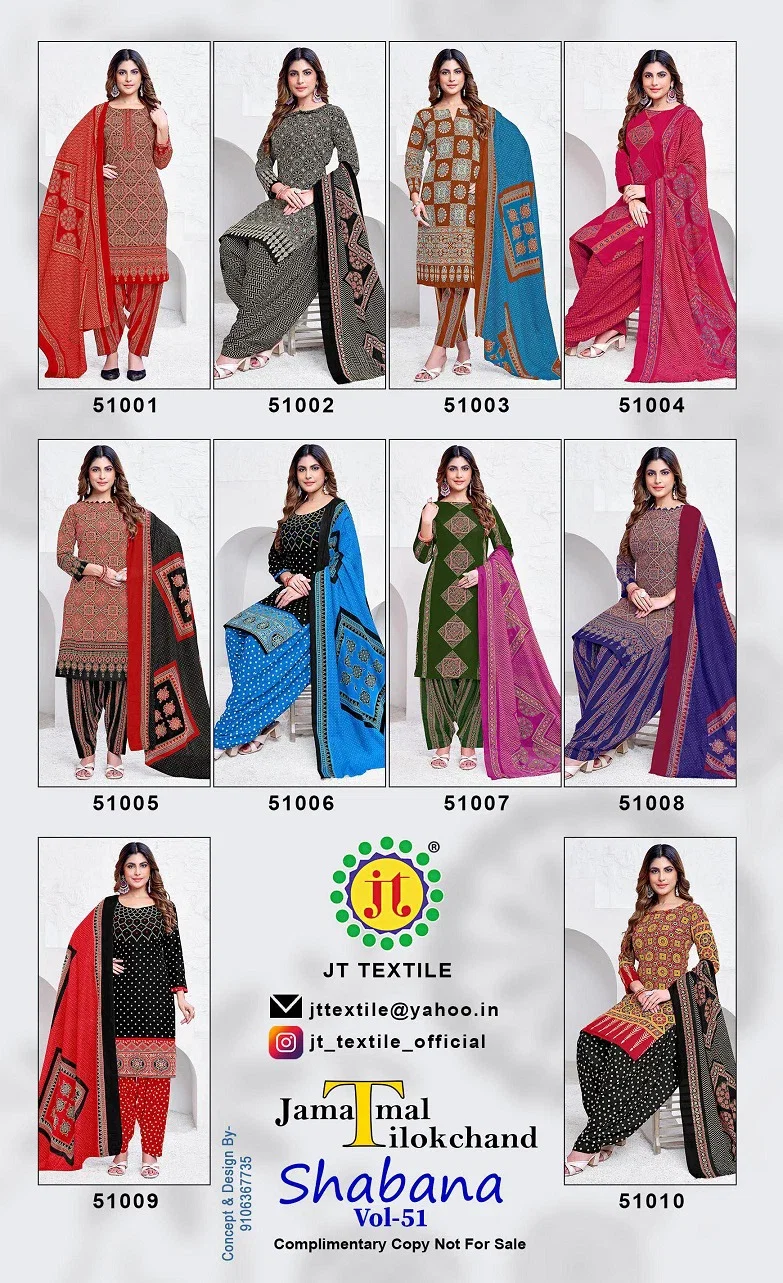 Jt Shabana Vol 51 Cotton Printed Dress Material Collection