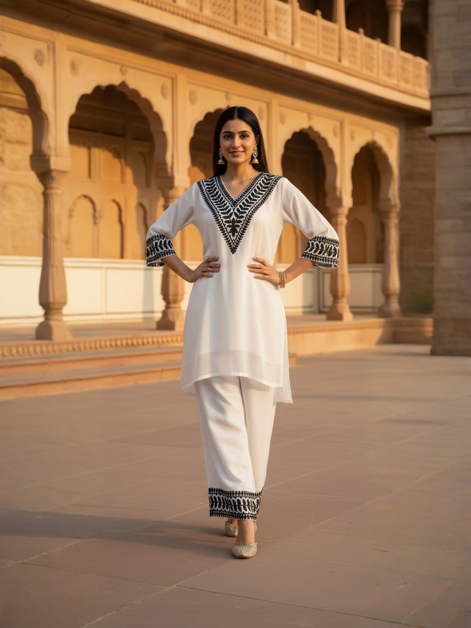 Navya Kurti 165 Casual Wear Kachhi Worked Georgette Kurti with Bottom 