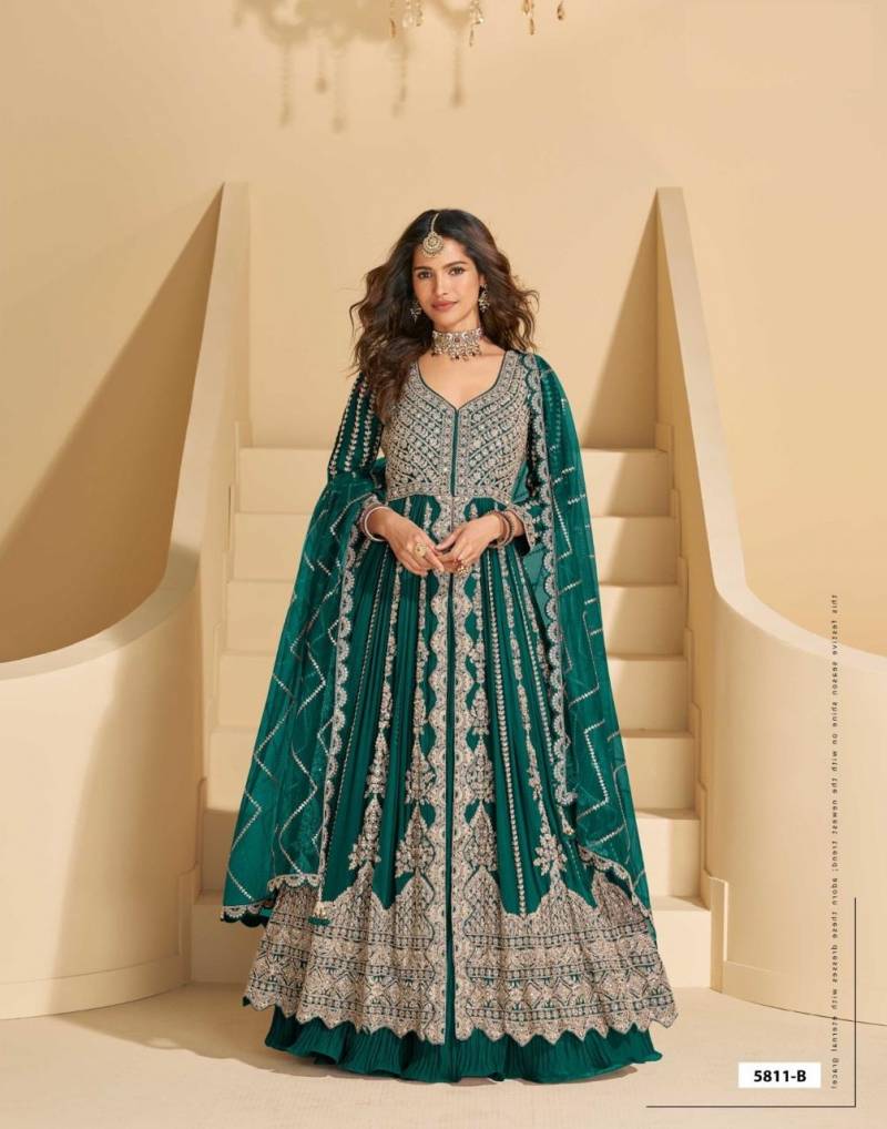 Mirza 5811 A To E Chinon Silk Premikum Anarkali Gown Collection