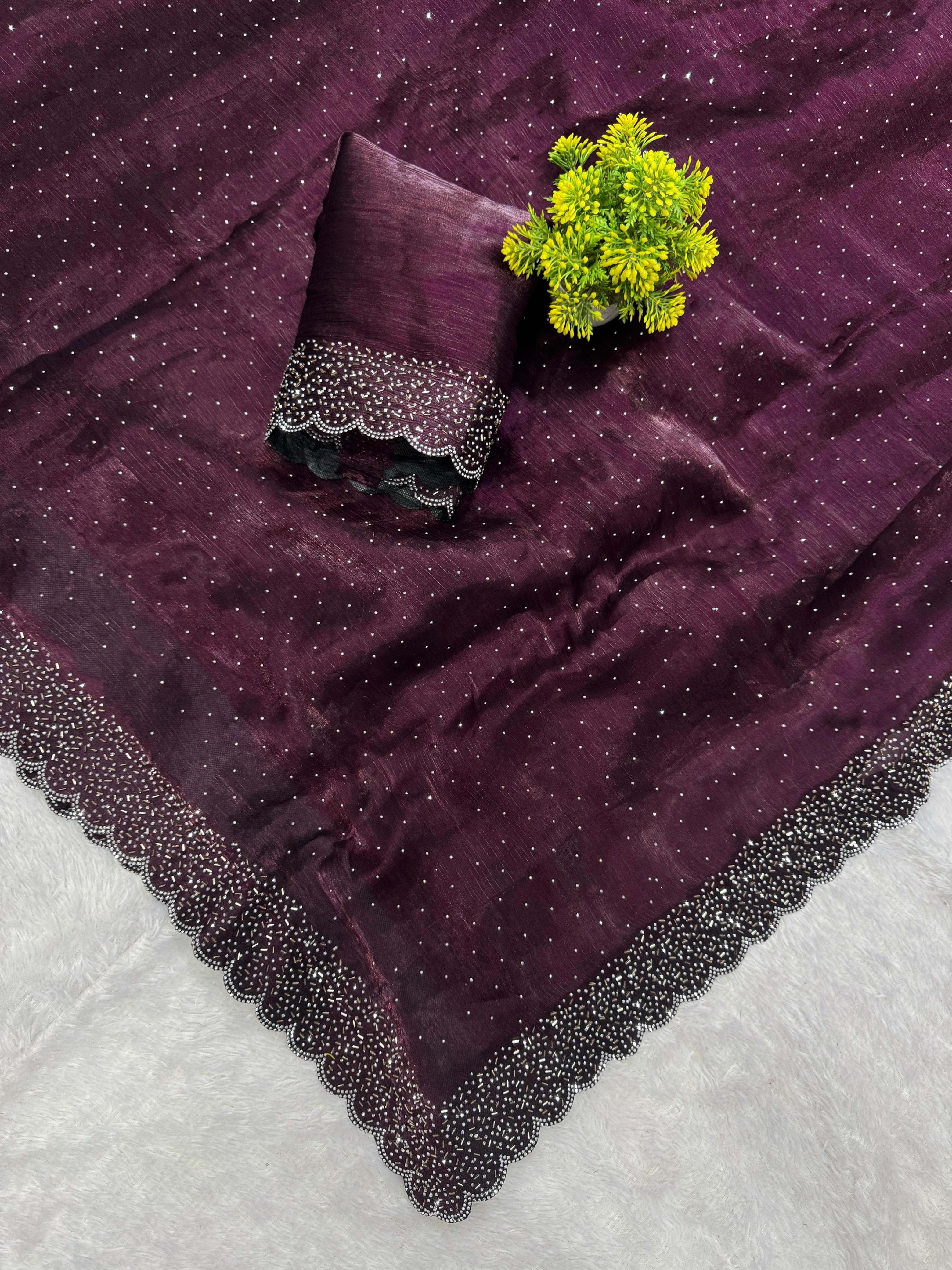 Lekha Rivera RT1152 Pure Heavy Burberry Tissue Silk Hand Work Saree