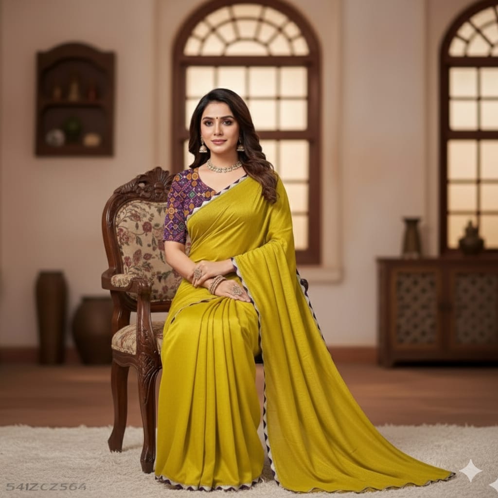 Lekha Rivera RT1157 Pure Chiffon Silk Fancy Lace Saree