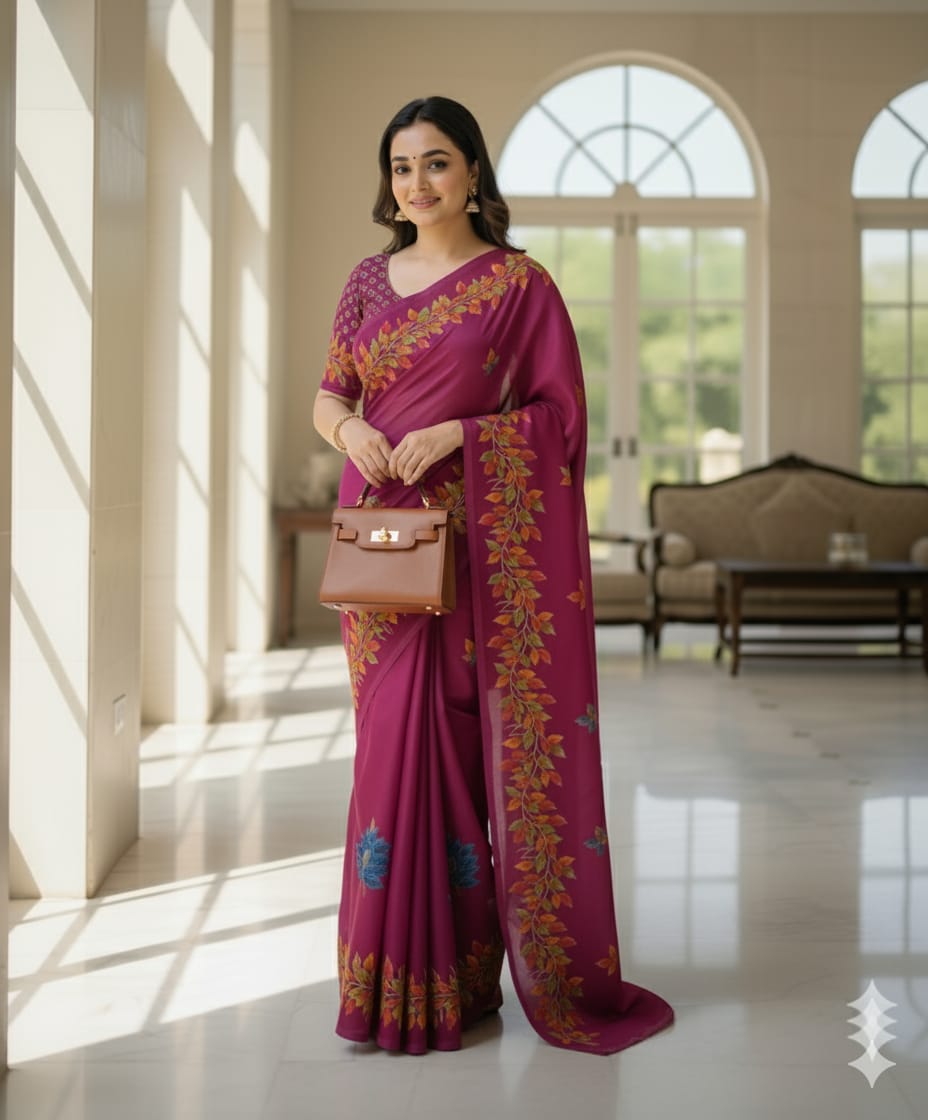 Lekha Rivera RT1158 Pure Vichitra Silk Printed Saree
