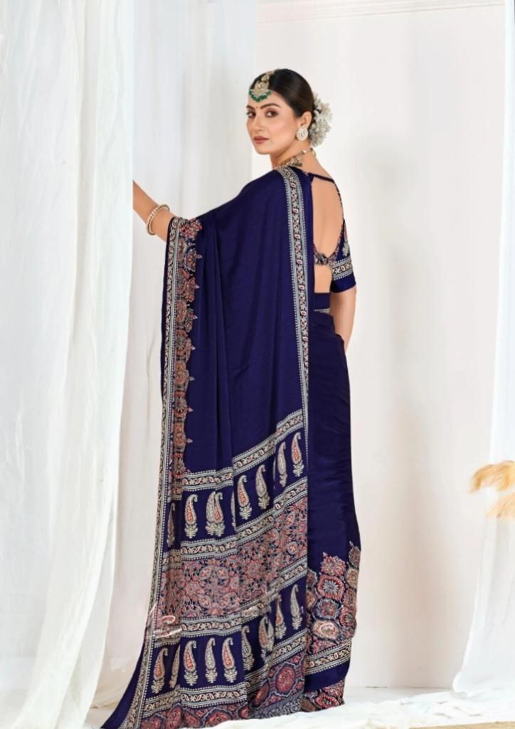 Lekha Rivera RT Ajrakh Semi Gajji SIlk Digital Printed Saree