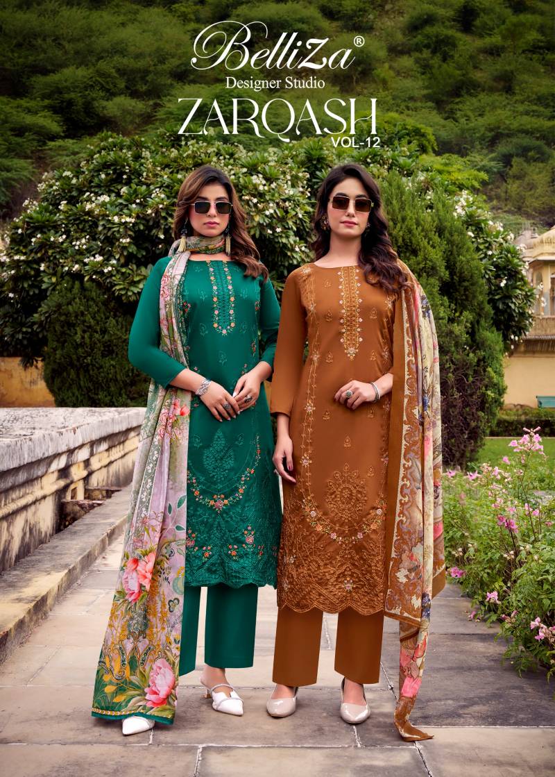 Belliza Zarqash Vol 12 Cotton Embroidered Designer Dress Material Collection