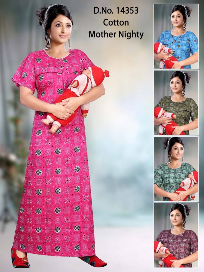 Seven Cross 14329 to 98 Cotton Printed Mother Nighty Suits Collection