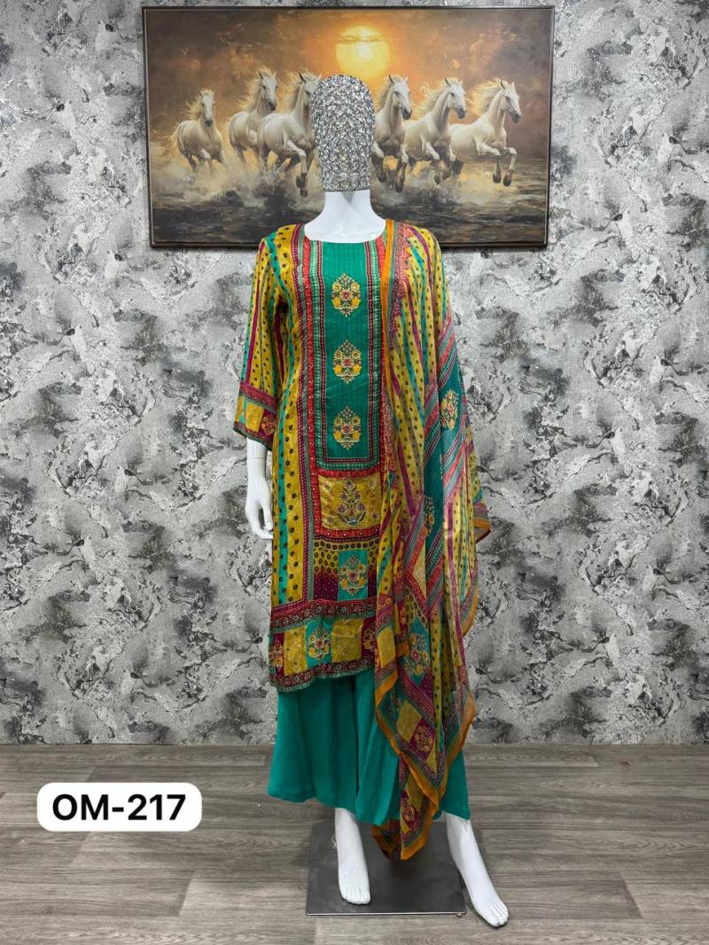 Om 217 Pure Natural Crepe Santoon Silk Fancy Co Ord Set