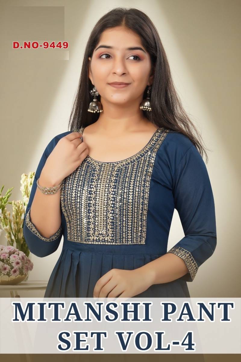 Mitanshi Pant Set Vol 4 Roman Silk Kurti And Bottom Dupatta