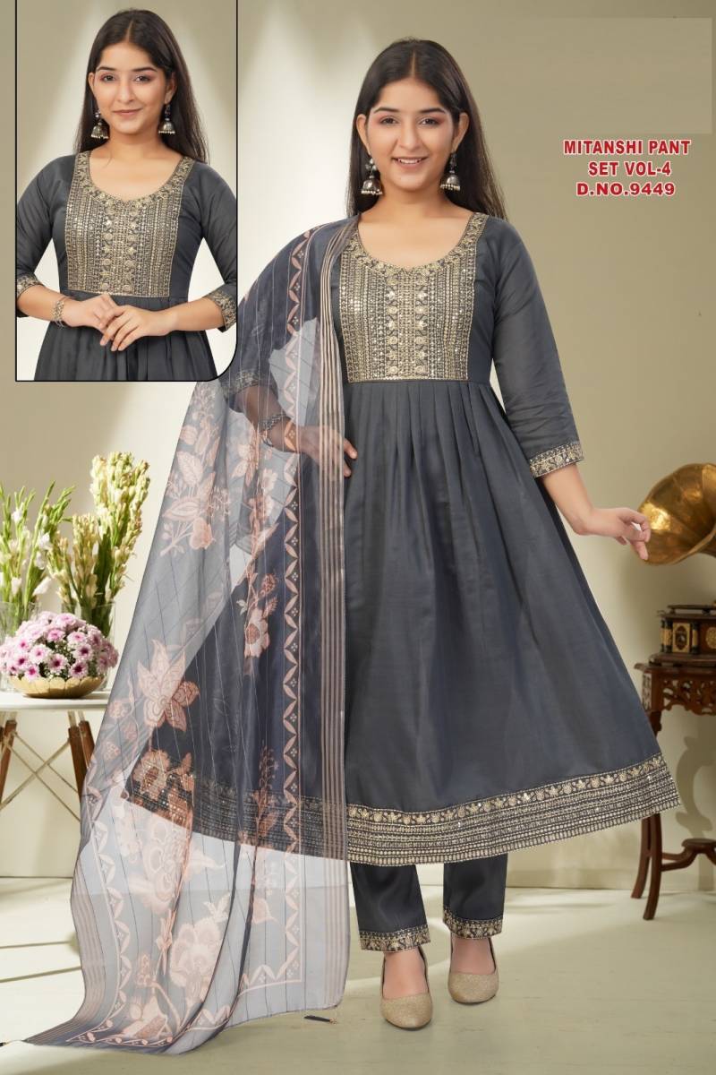 Mitanshi Pant Set Vol 4 Roman Silk Kurti And Bottom Dupatta