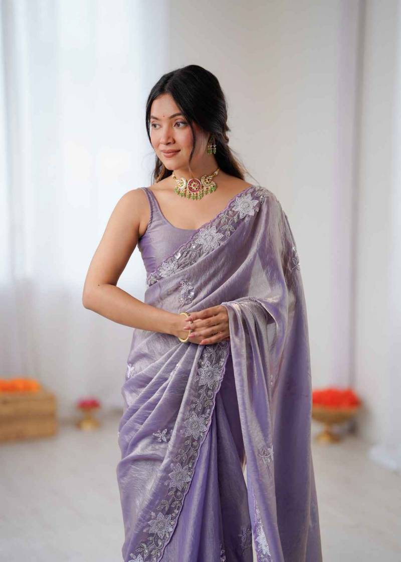 Kc 913 Fendy Satin Silk Cutdana Work Designer Saree Collection