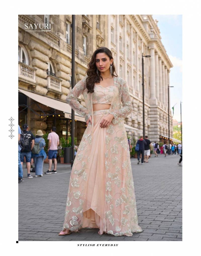Sayuri Haseena French Crepe Silk Stylish Blouse Dhoti And Jacket