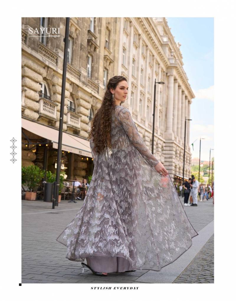 Sayuri Haseena French Crepe Silk Stylish Blouse Dhoti And Jacket