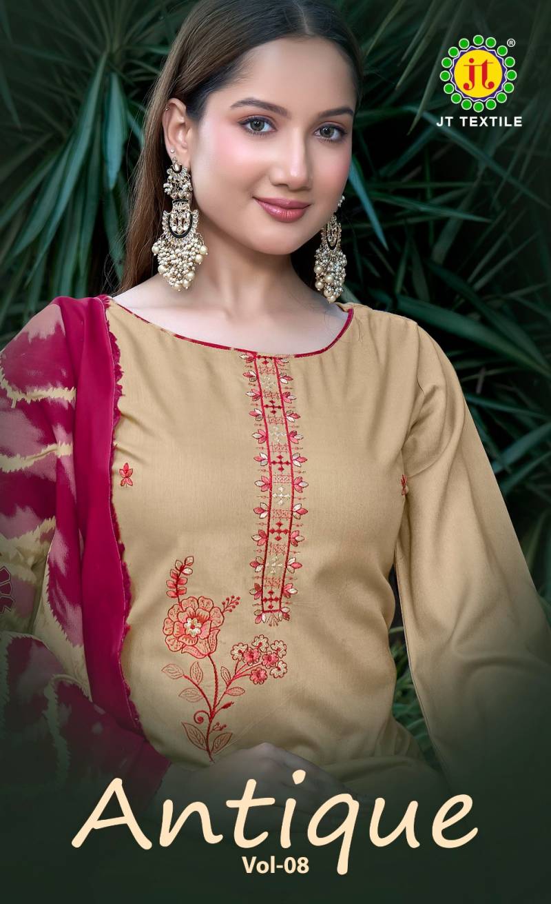 Jt Antique Vol 8 Rayon Sequence Embroidery Work Dress Material