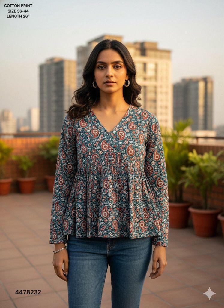 Naisha K 460 Cotton Printed Stylish Casual Wear Short Top Collection