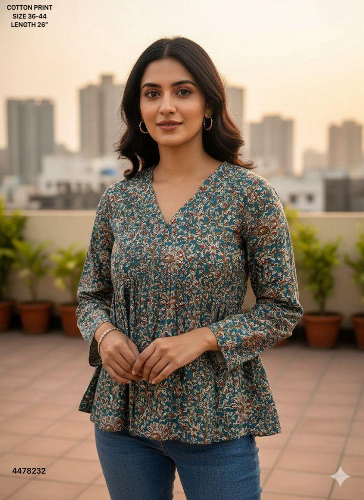 Naisha K 460 Cotton Printed Stylish Casual Wear Short Top Collection