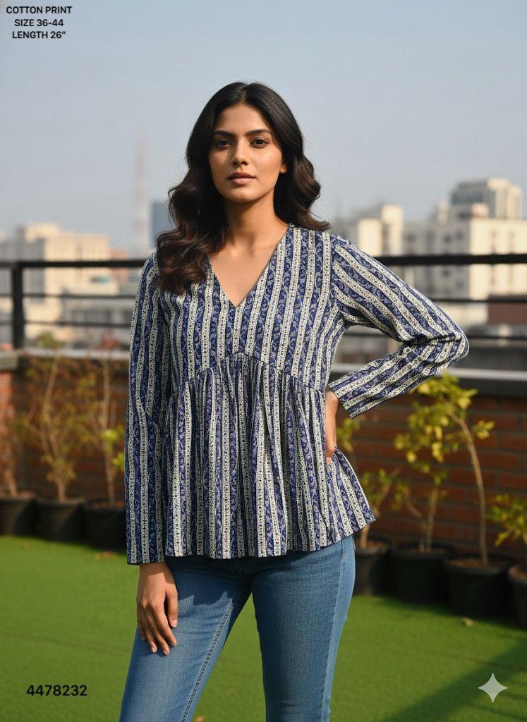 Naisha K 460 Cotton Printed Stylish Casual Wear Short Top Collection