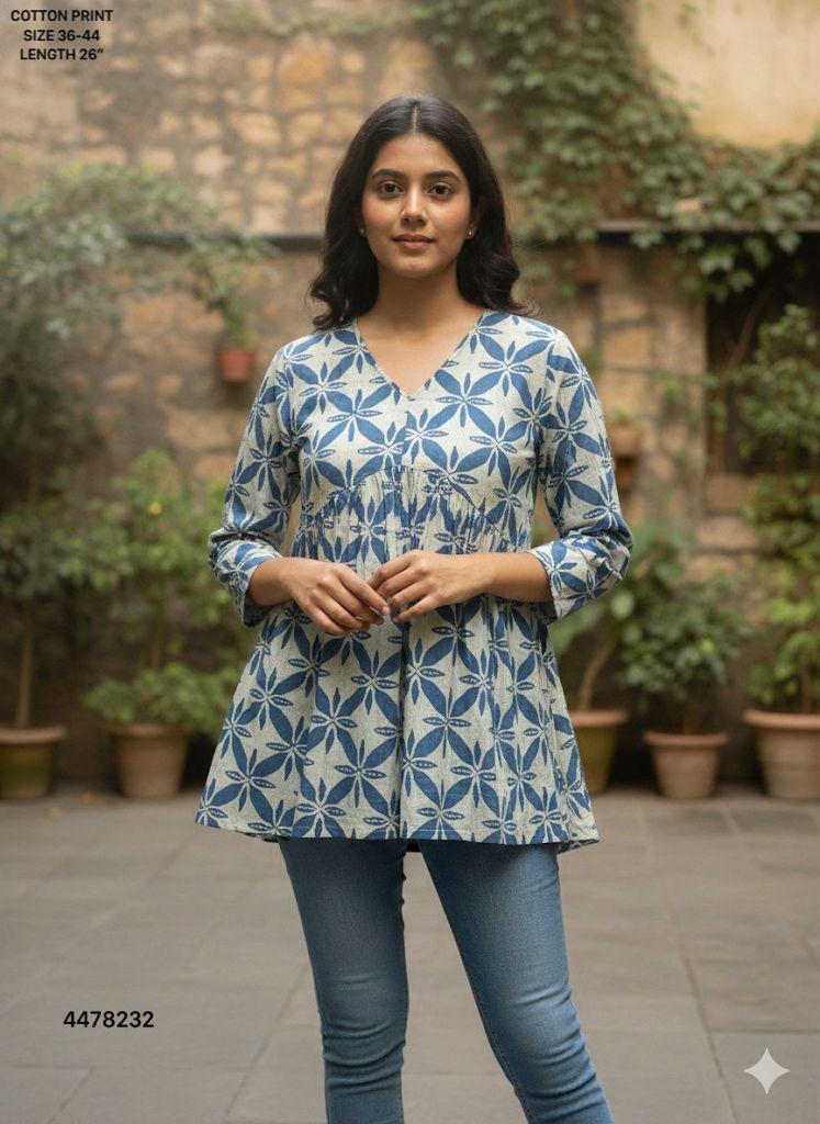 Naisha K 460 Cotton Printed Stylish Casual Wear Short Top Collection
