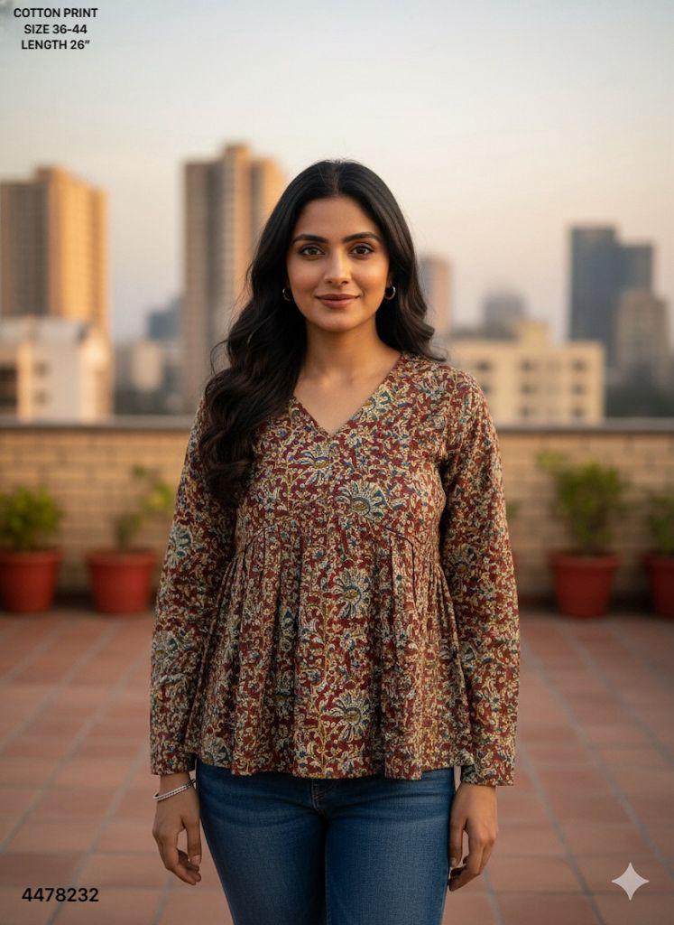 Naisha K 460 Cotton Printed Stylish Casual Wear Short Top Collection