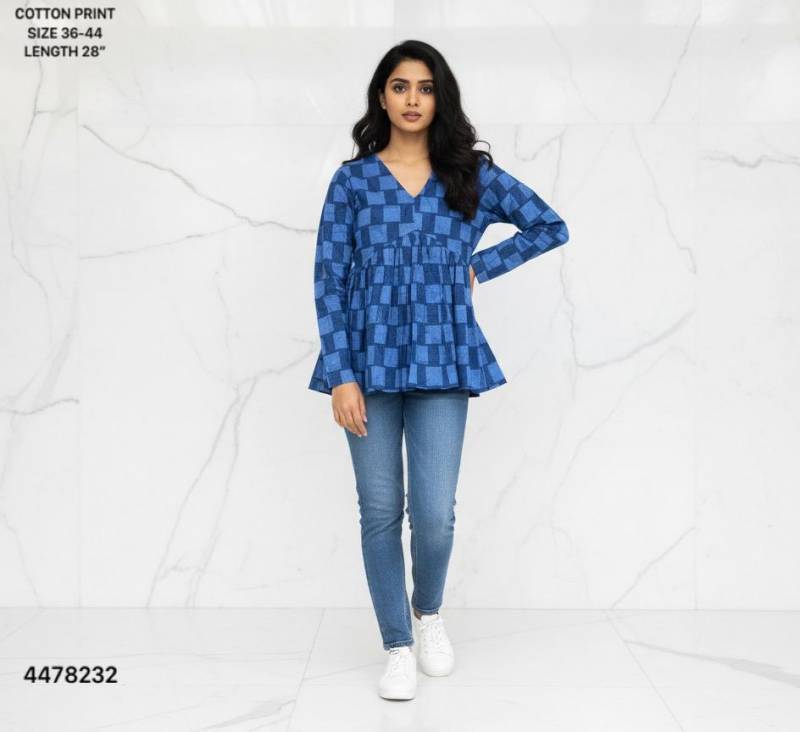 Naisha K 460 Cotton Printed Stylish Casual Wear Short Top Collection