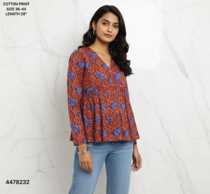 Naisha K 460 Cotton Printed Stylish Casual Wear Short Top Collection