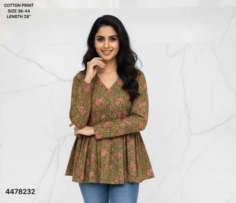 Naisha K 460 Cotton Printed Stylish Casual Wear Short Top Collection