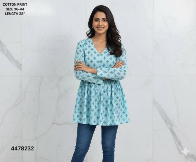 Naisha K 460 Cotton Printed Stylish Casual Wear Short Top Collection