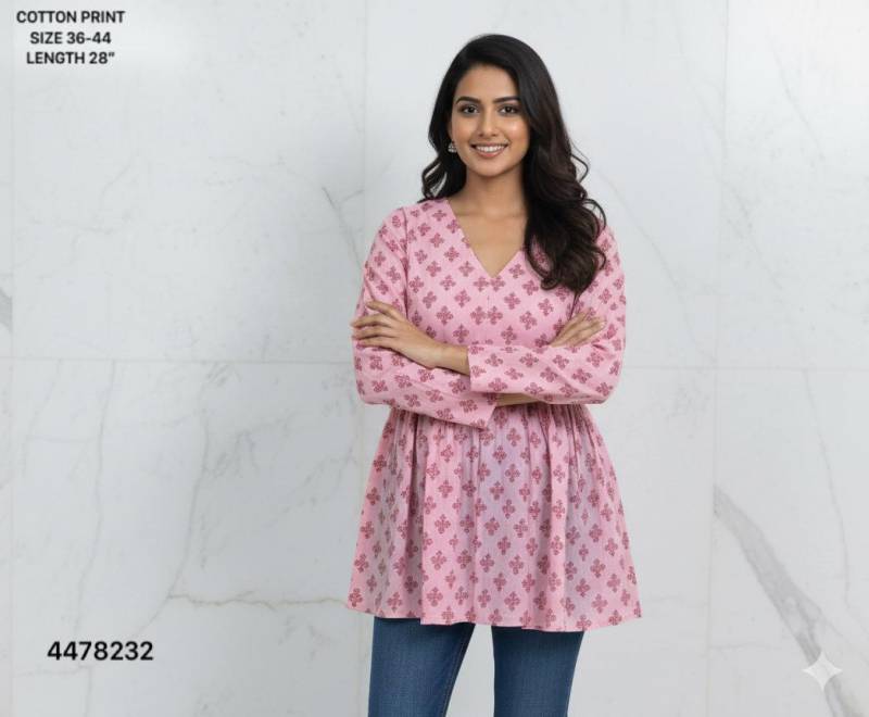 Naisha K 460 Cotton Printed Stylish Casual Wear Short Top Collection