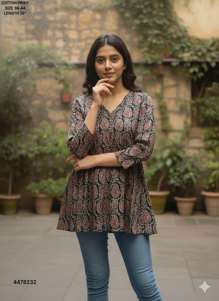 Naisha K 460 Cotton Printed Stylish Casual Wear Short Top Collection