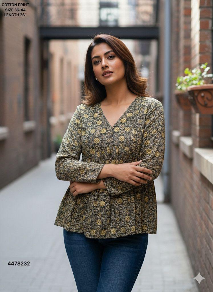 Naisha K 460 Cotton Printed Stylish Casual Wear Short Top Collection