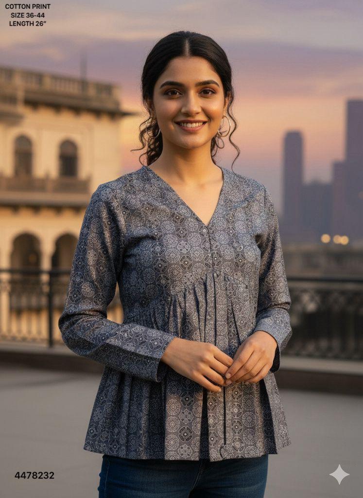 Naisha K 460 Cotton Printed Stylish Casual Wear Short Top Collection