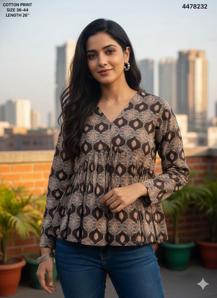 Naisha K 460 Cotton Printed Stylish Casual Wear Short Top Collection
